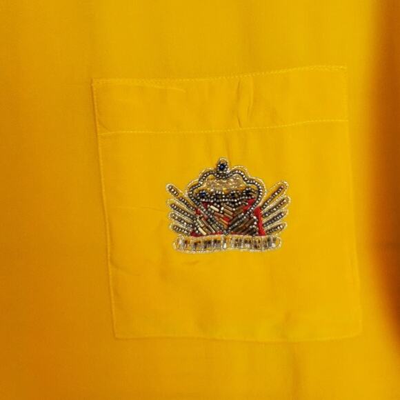 Vintage Oleg Cassini Silk Blouse Collection Shirt Beaded Logo Emblem Size 6 - Picture 5 of 9